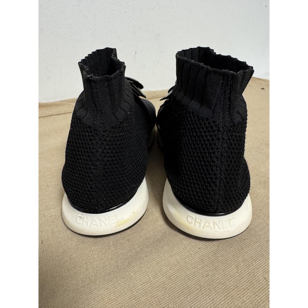 Chanel Shoes Womens Black Camellia Sock Slip On Made in Italy Sneakers Size 9 - Picture 7 of 15